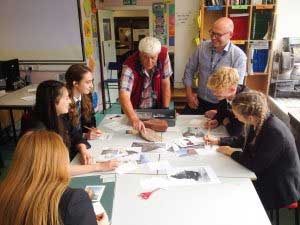 Colin and Jurassic Coast Ambassador Chris Woodward at Sidmouth College